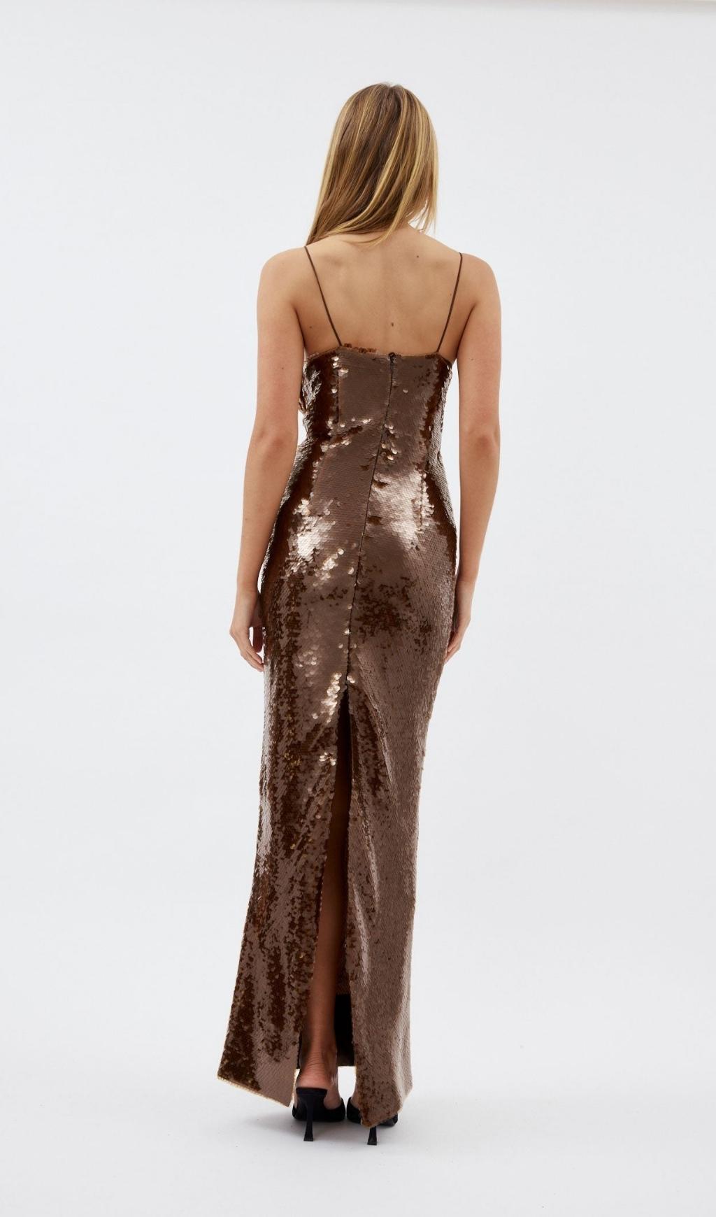 SEQUIN MAXI DRESS IN BROWN Dresses styleofcb 