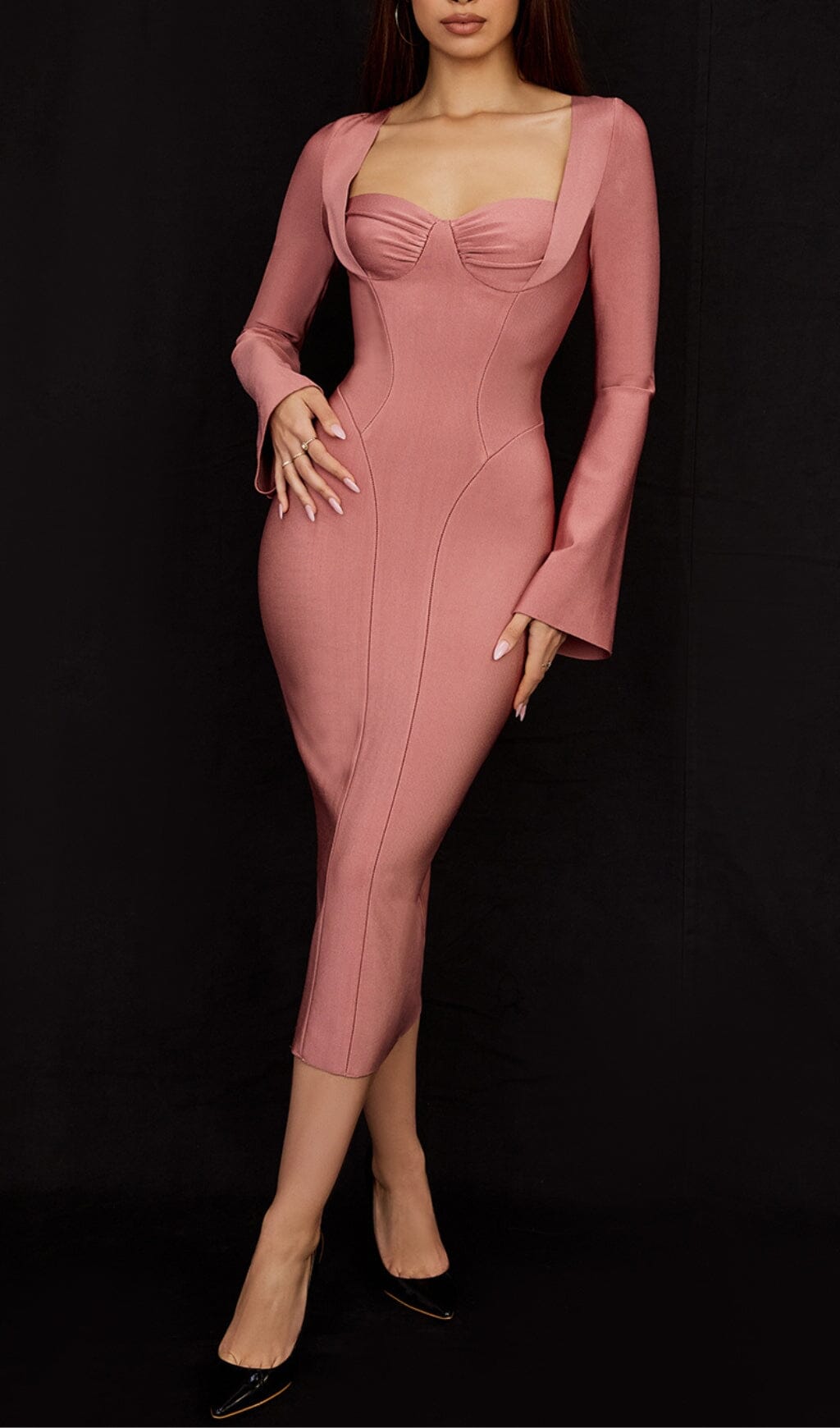 FOURSQUARE NECK TUBE TOP DRESS IN PINK DREESES styleofcb 