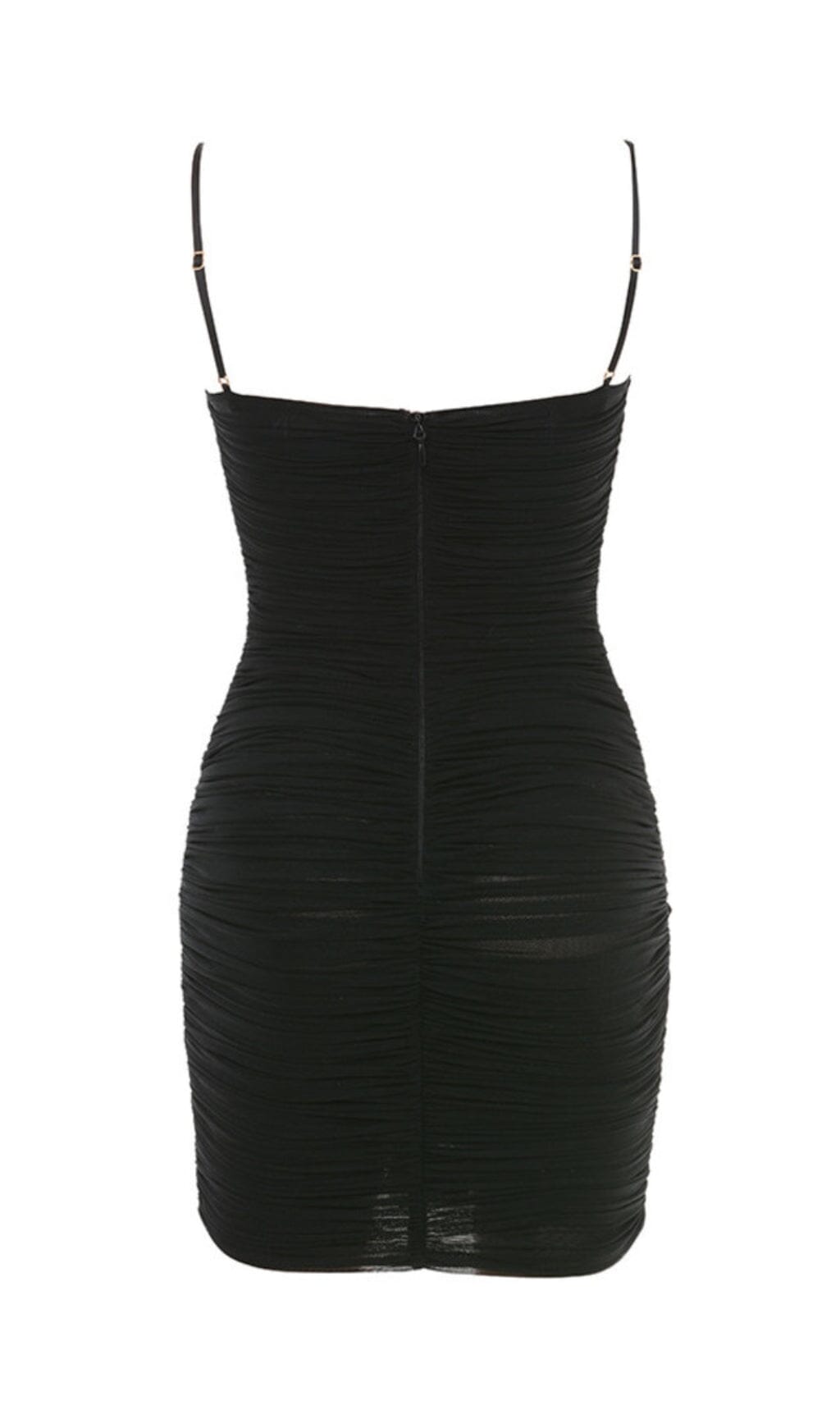 BLACK RUCHED ORGANZA MESH MINI DRESS DREESES styleofcb 