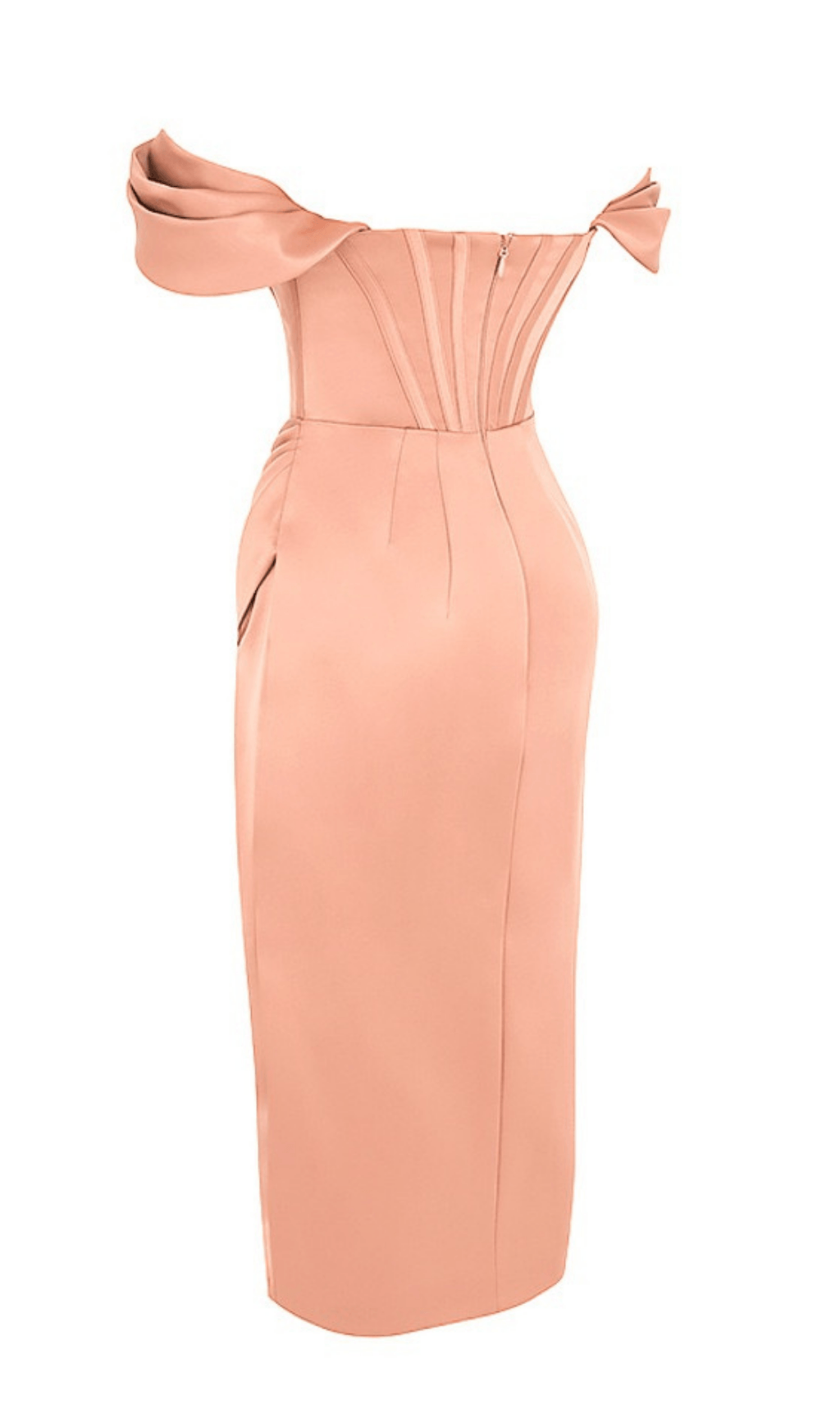 ASYMMETRIC SPLIT CORSET MIDI DRESS IN BLUSH Dresses styleofcb 
