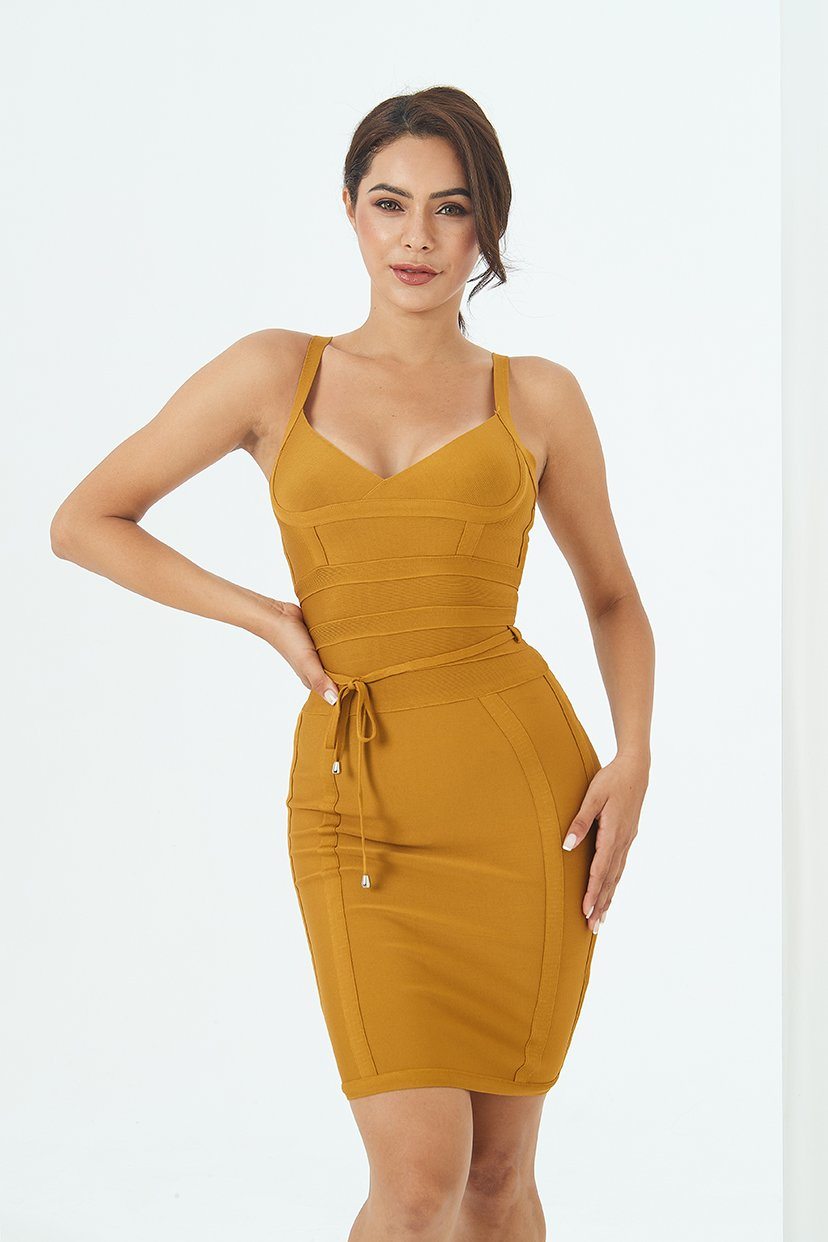 BANDAGE MINI DRESS - ORANGE