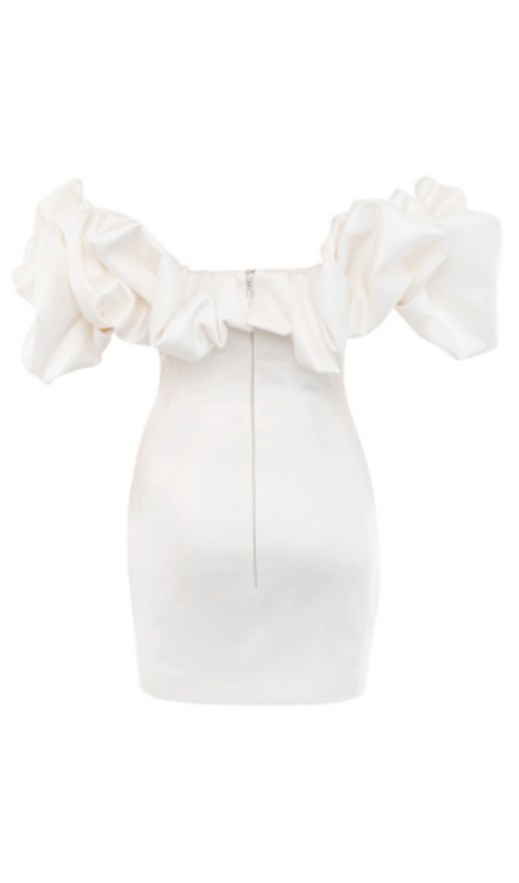 BLACK SATIN RUFFLE STRAPLESS DRESS ohmogo 