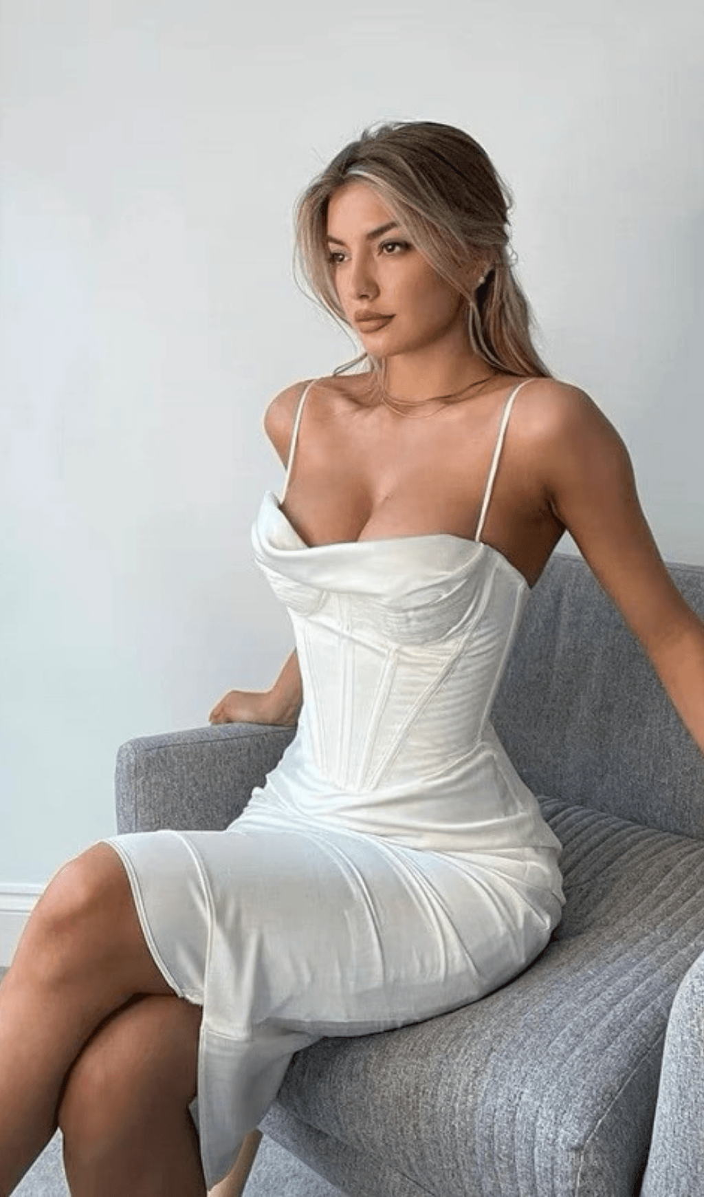 CORSET MIDI DRESS IN WHITE styleofcb 