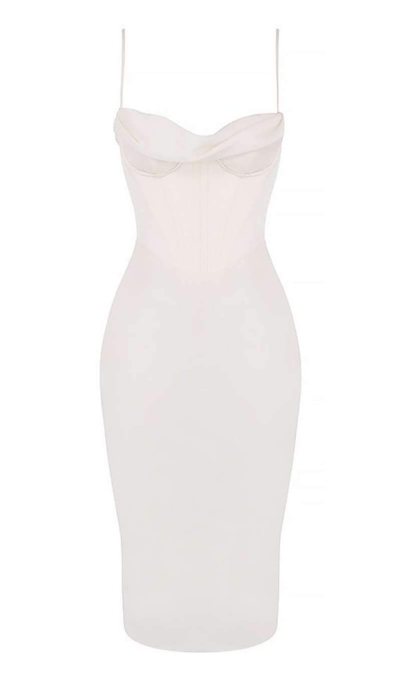 CORSET MIDI DRESS IN WHITE styleofcb XS 