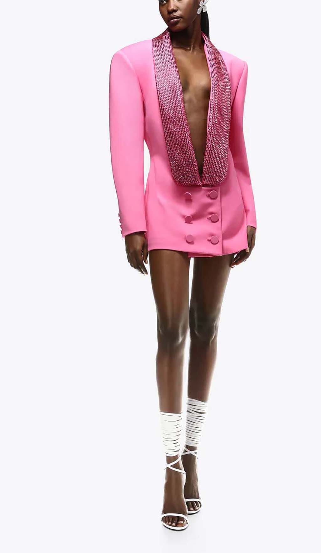 CUTOUT CRYSTAL-EMBELLISHED MINI DRESS IN PINK DRESS STYLE OF CB 