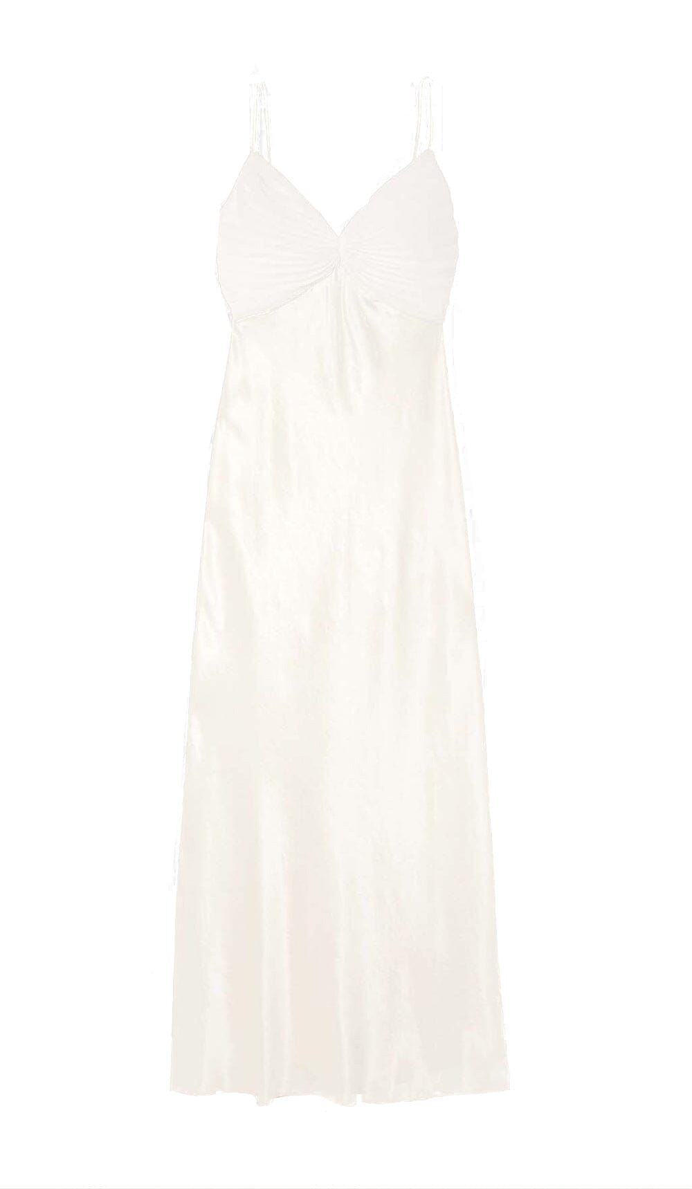 GEORGETTE PLEATED SATIN MAXI DRESS IN WHITE DRESS styleofcb 