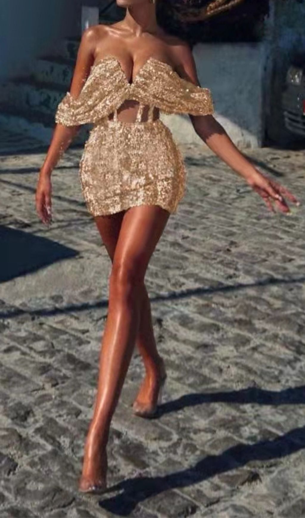GOLD SEQUIN STRAPLESS MINI DRESS Dresses styleofcb 