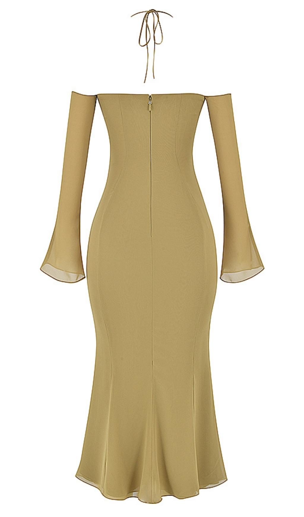 HALTER MIDI DRESS IN GREEN Dresses styleofcb 