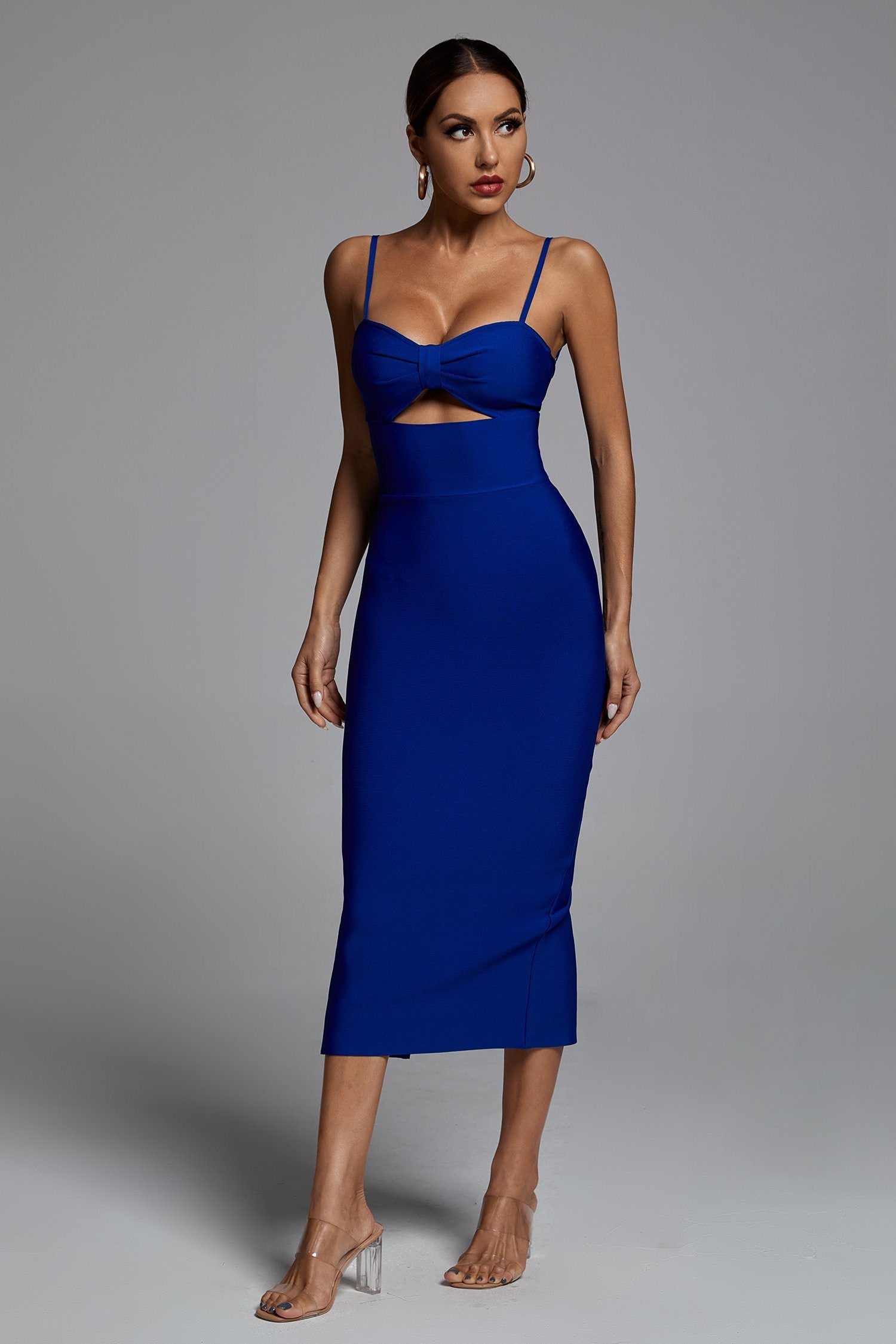 HOLLOW BANDAGE DRESS - BLUE ohmogo 