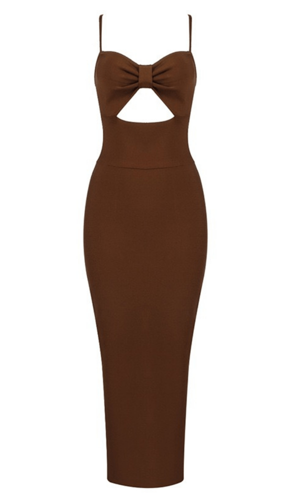 HOLLOW BANDAGE DRESS - BLUE ohmogo Brown XS 