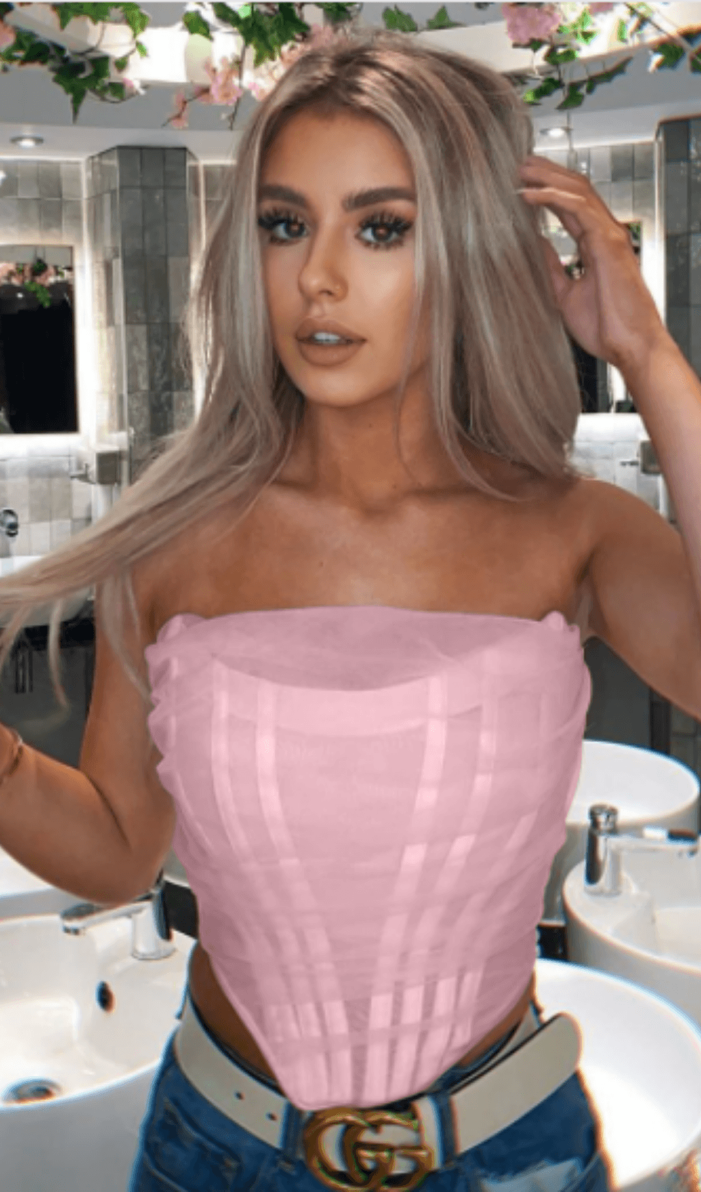 Herringbone mesh corset styleofcb PINK XS 