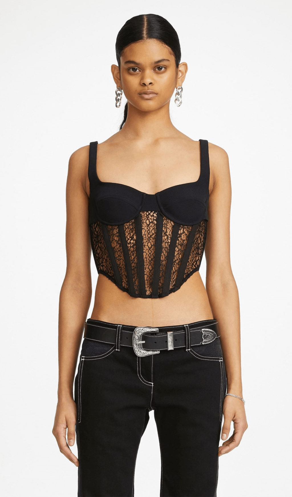 Hollow lace mesh top styleofcb black XS 