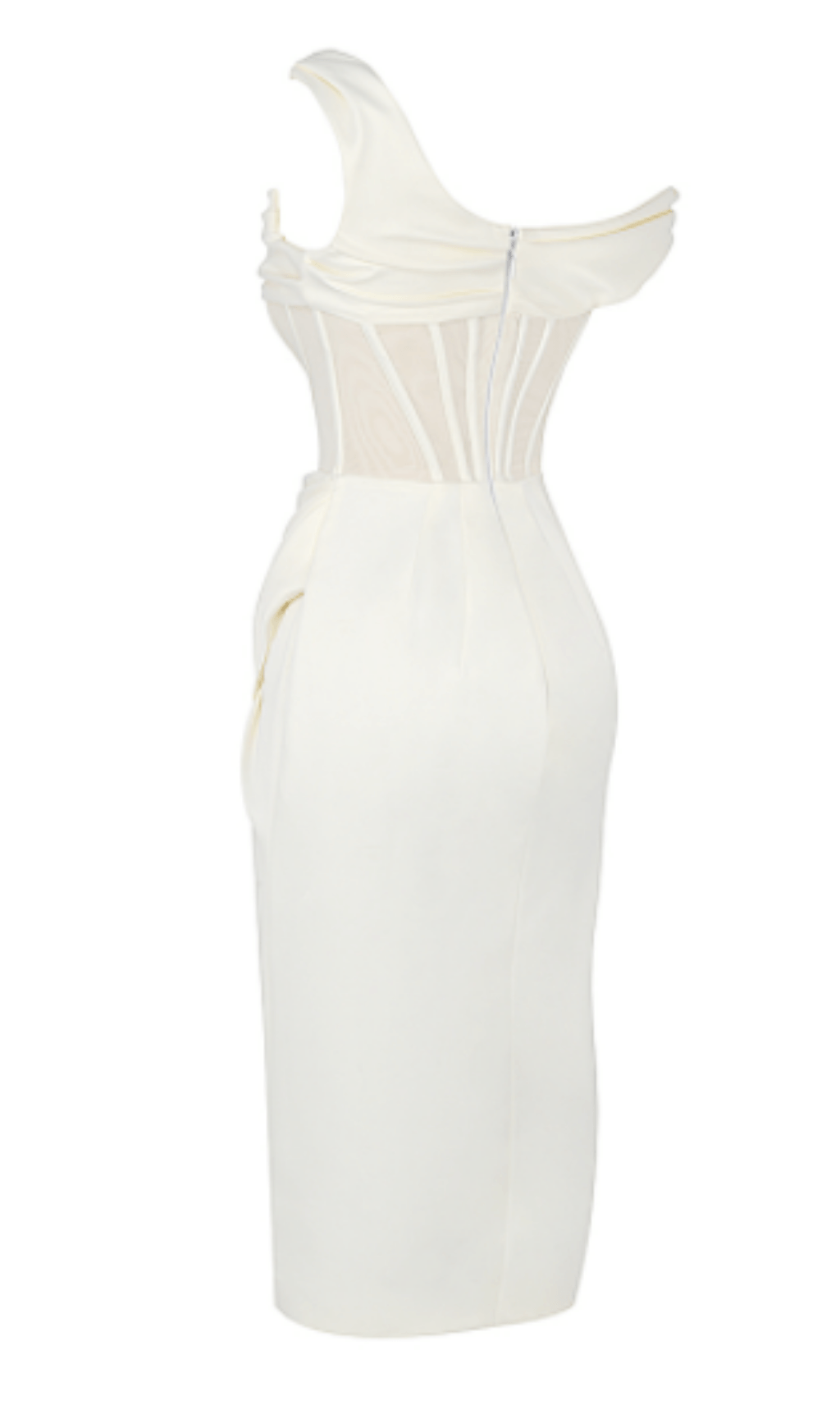 IVORY DRAPE MIDI CORSET DRESS