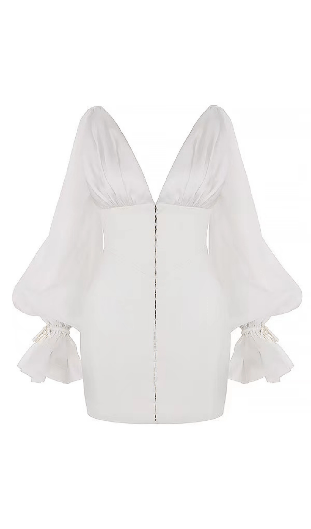 IVORY SATIN FLARED SLEEVE MINI DRESS