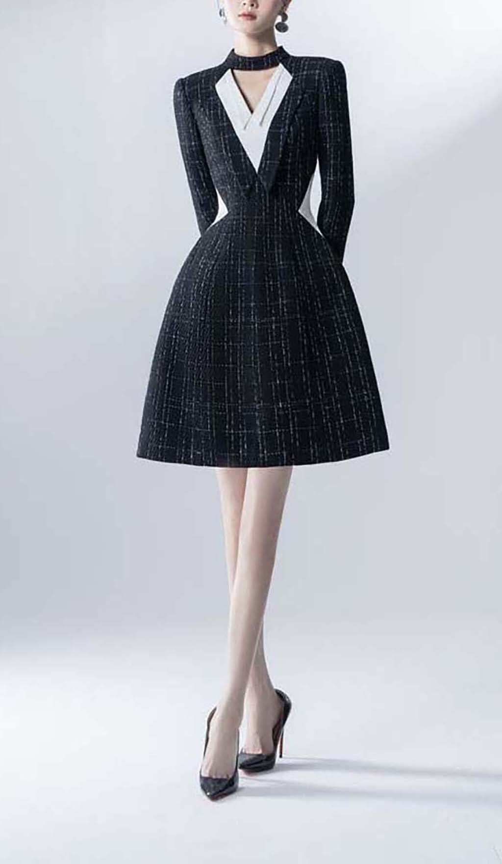 LONG SLEEVES A LINE JACKET DRESS IN BLACK DRESS styleofcb 