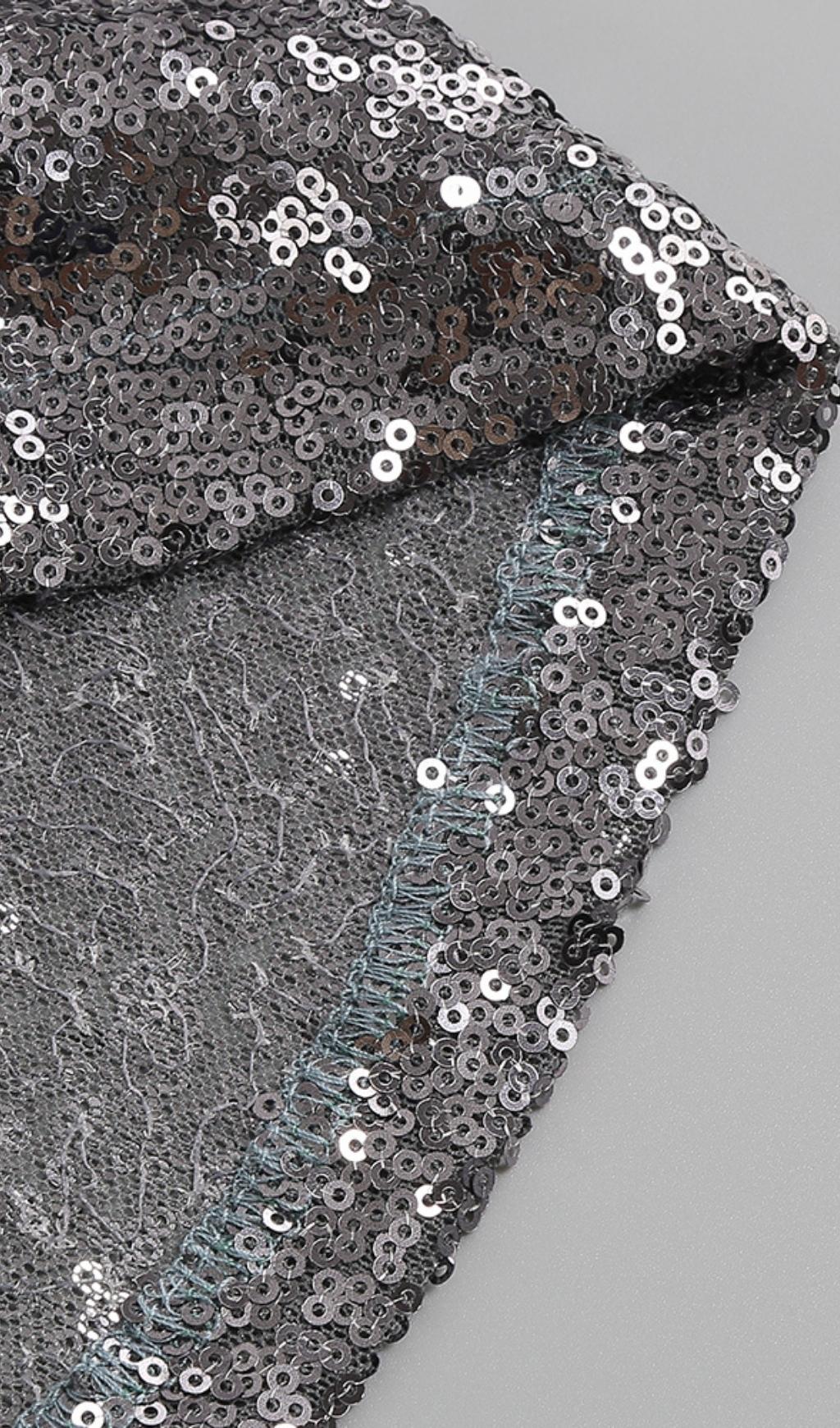 MIDI DRESS WITH SEQUINS SLITS IN SLIVER Dresses styleofcb 