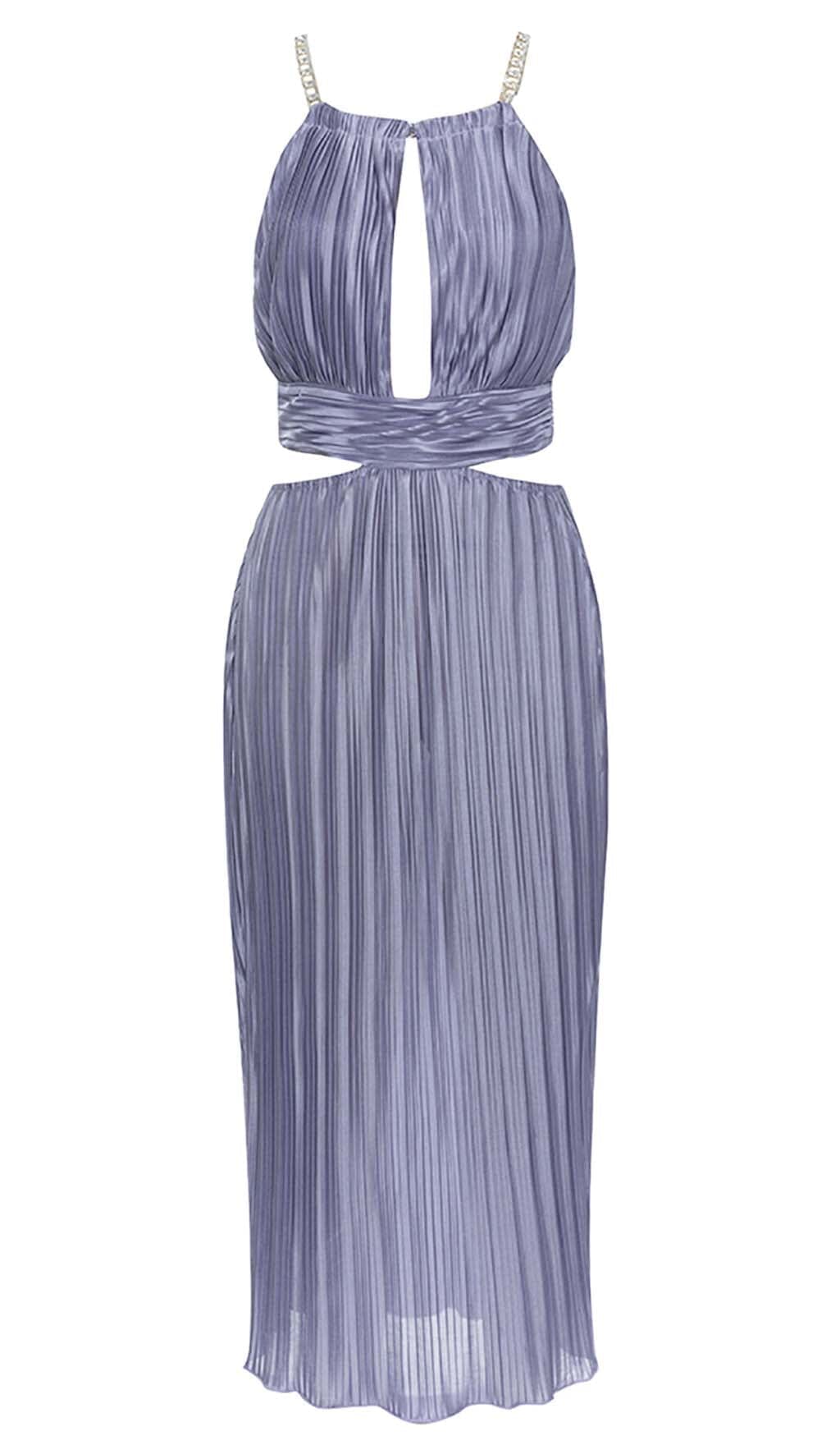MOCK-NECK SLEEVELESS BELTED MIDI DRESS DRESS STYLE OF CB 