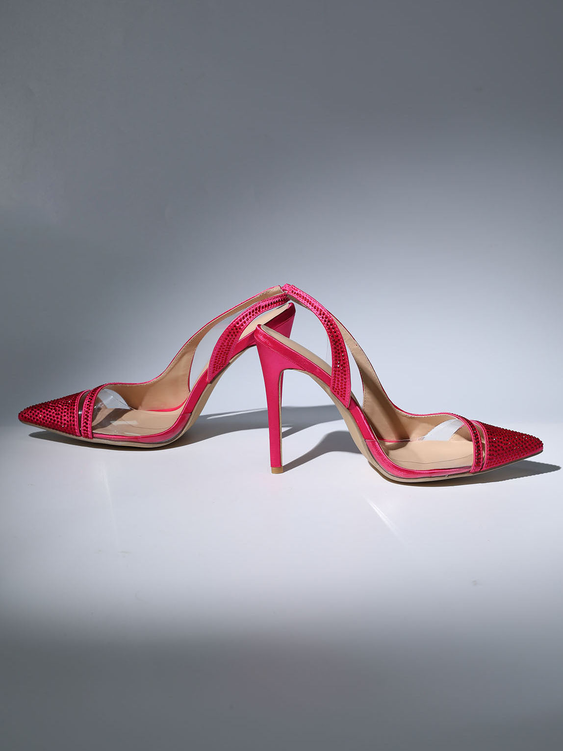 CRYSTAL HEELS IN HOT PINK-Shoes-Oh CICI SHOP
