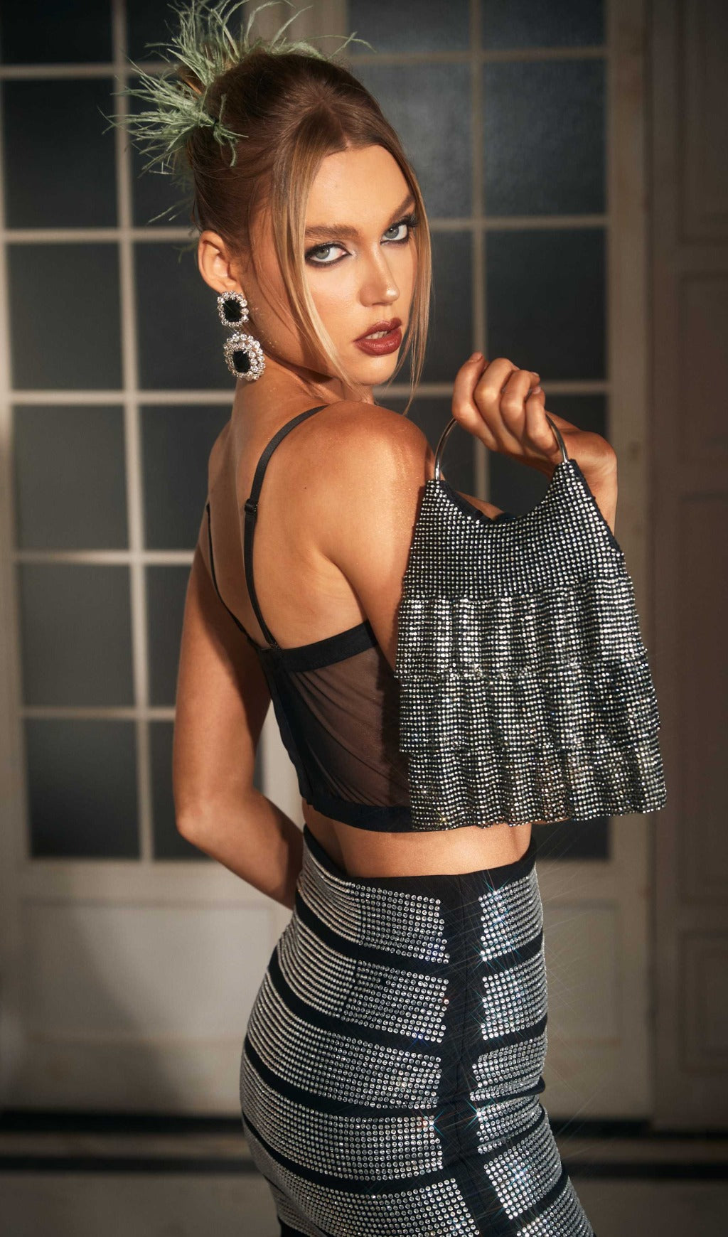 LAYERED EMBELLISHED CIRCLE BAG