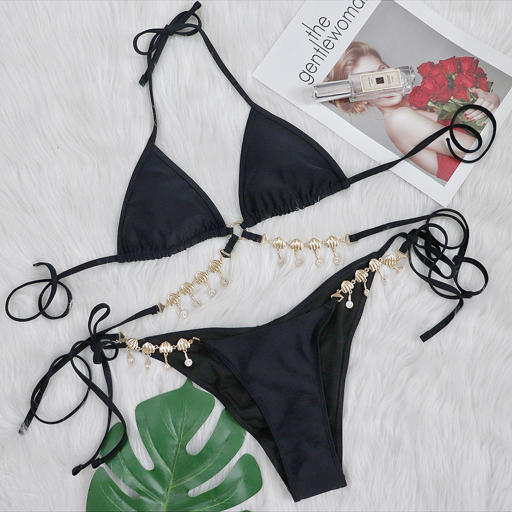 METAL EMBELLISHED BIKINI TWO PIECE SET-Swimwear-Oh CICI SHOP