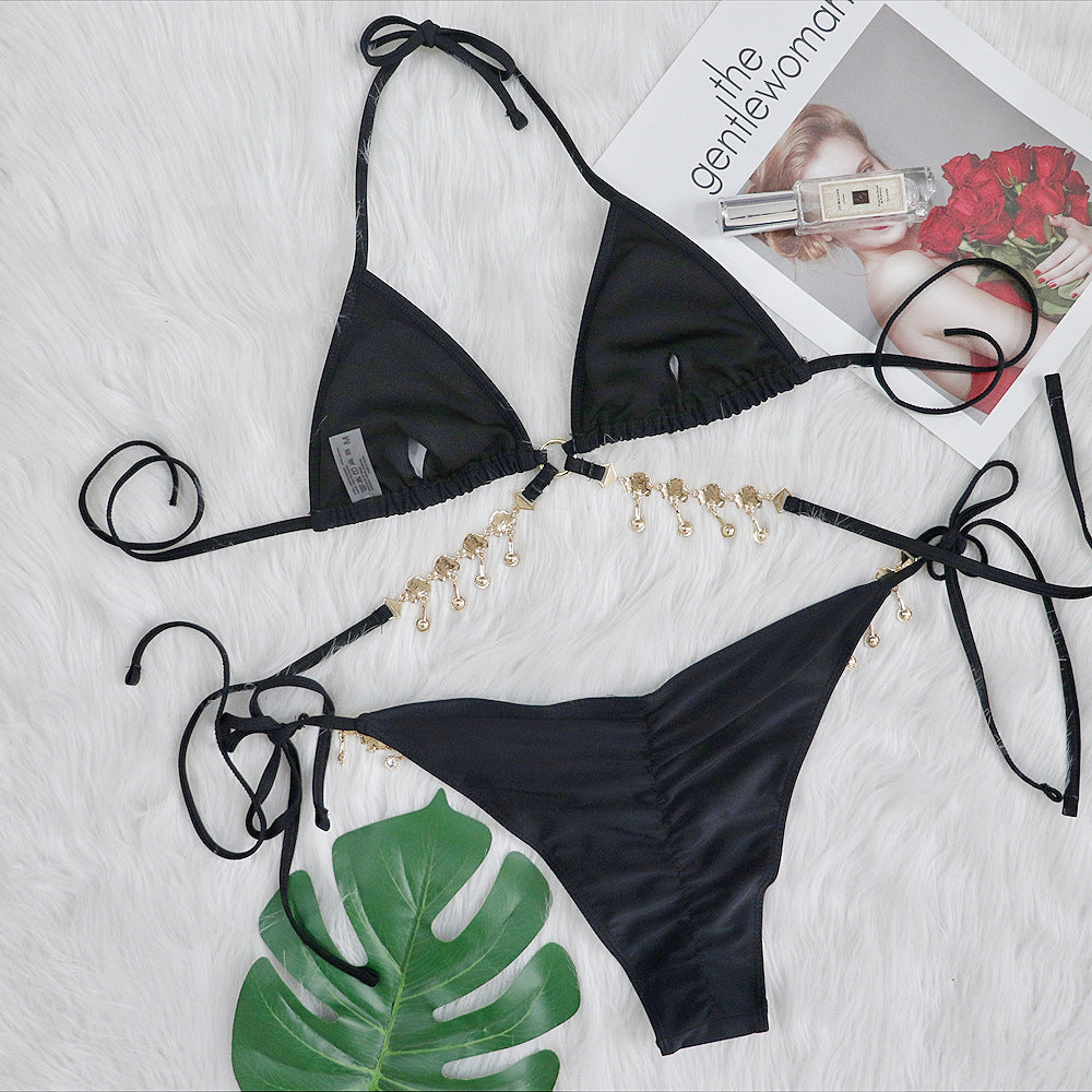 METAL EMBELLISHED BIKINI TWO PIECE SET-Swimwear-Oh CICI SHOP