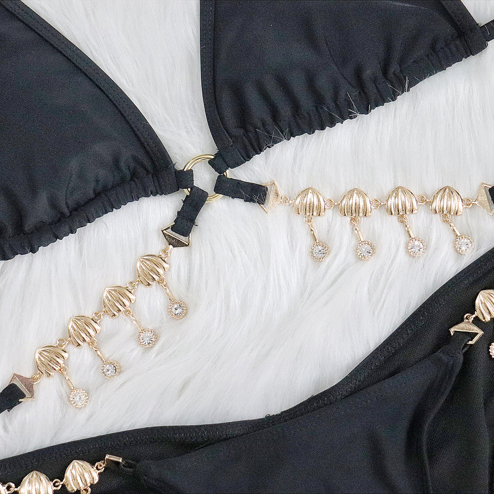 METAL EMBELLISHED BIKINI TWO PIECE SET-Swimwear-Oh CICI SHOP