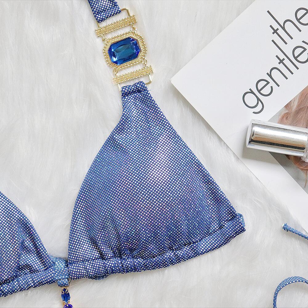 CRYSTAL SPARKLE BIKINI TWO PIECE SET IN BLUE-Swimwear-Oh CICI SHOP