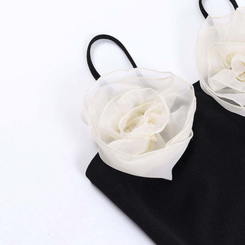 FLOWER ONE PIECE SWIMSUIT IN BLACK