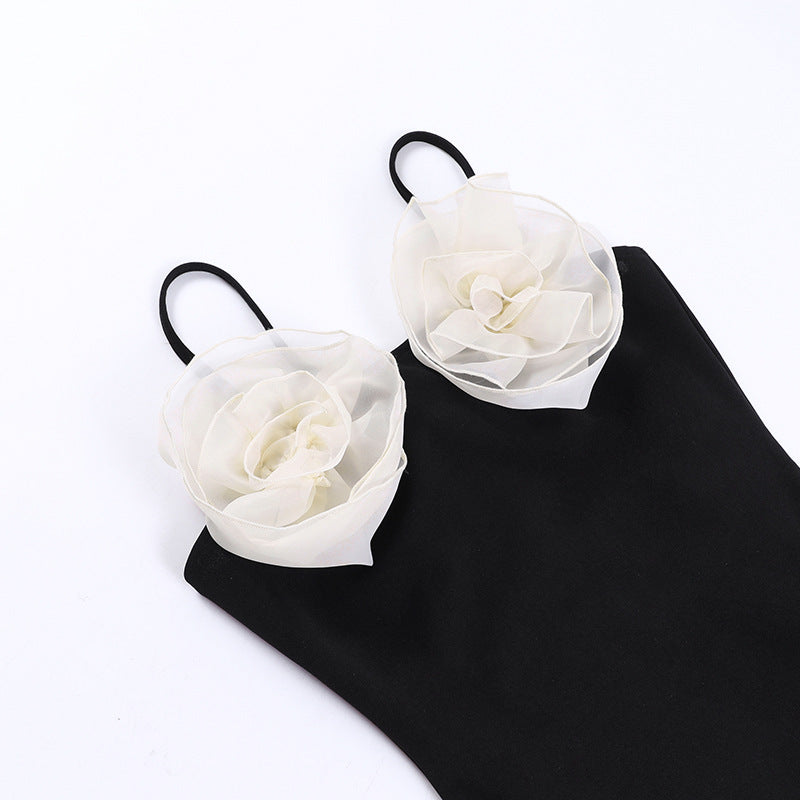 FLOWER ONE PIECE SWIMSUIT IN BLACK