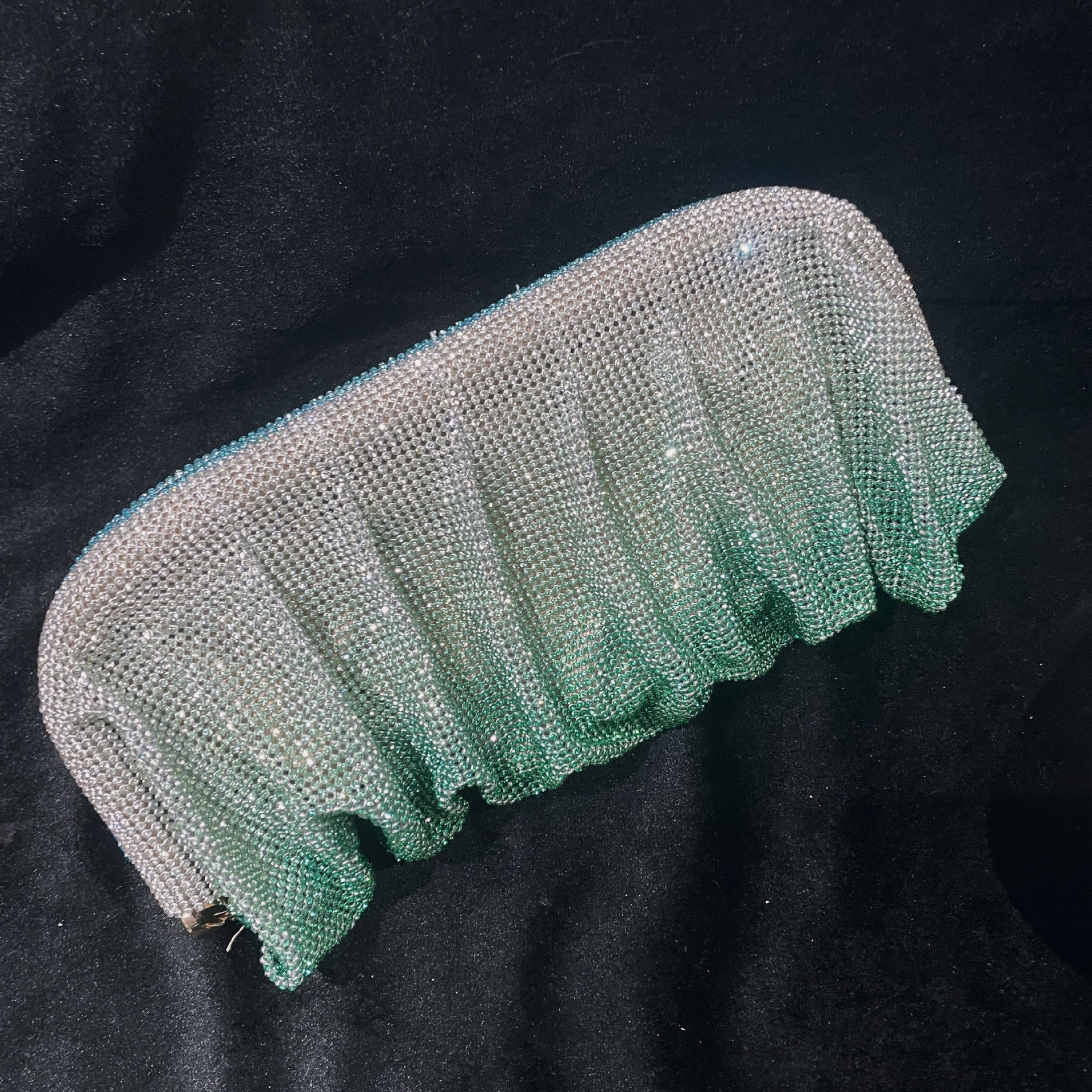 RUCHED CRYSTAL CLUTCH