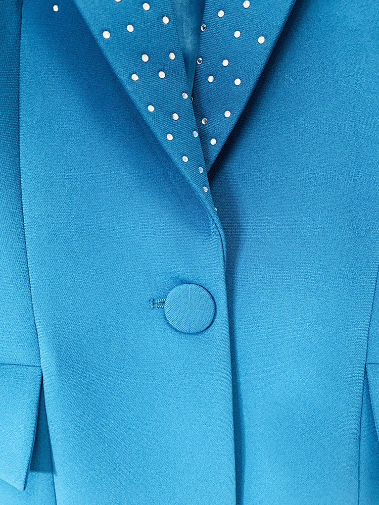 RHINESTONE BLAZER SET IN BLUE