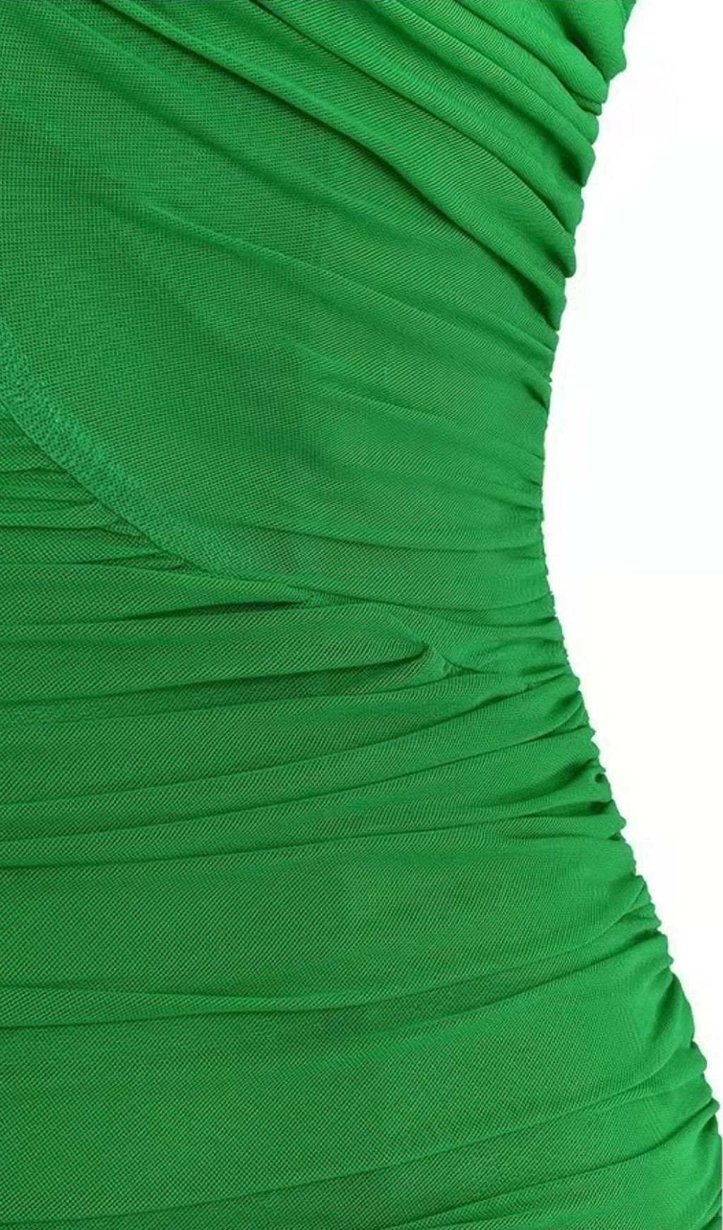 PLUNGE RUCHED MINI DRESS IN GREEN Dresses styleofcb 