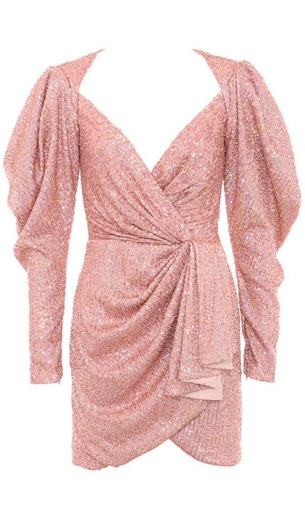 ROSE GOLD DRAPED SEQUIN MINI DRESS Dresses styleofcb 