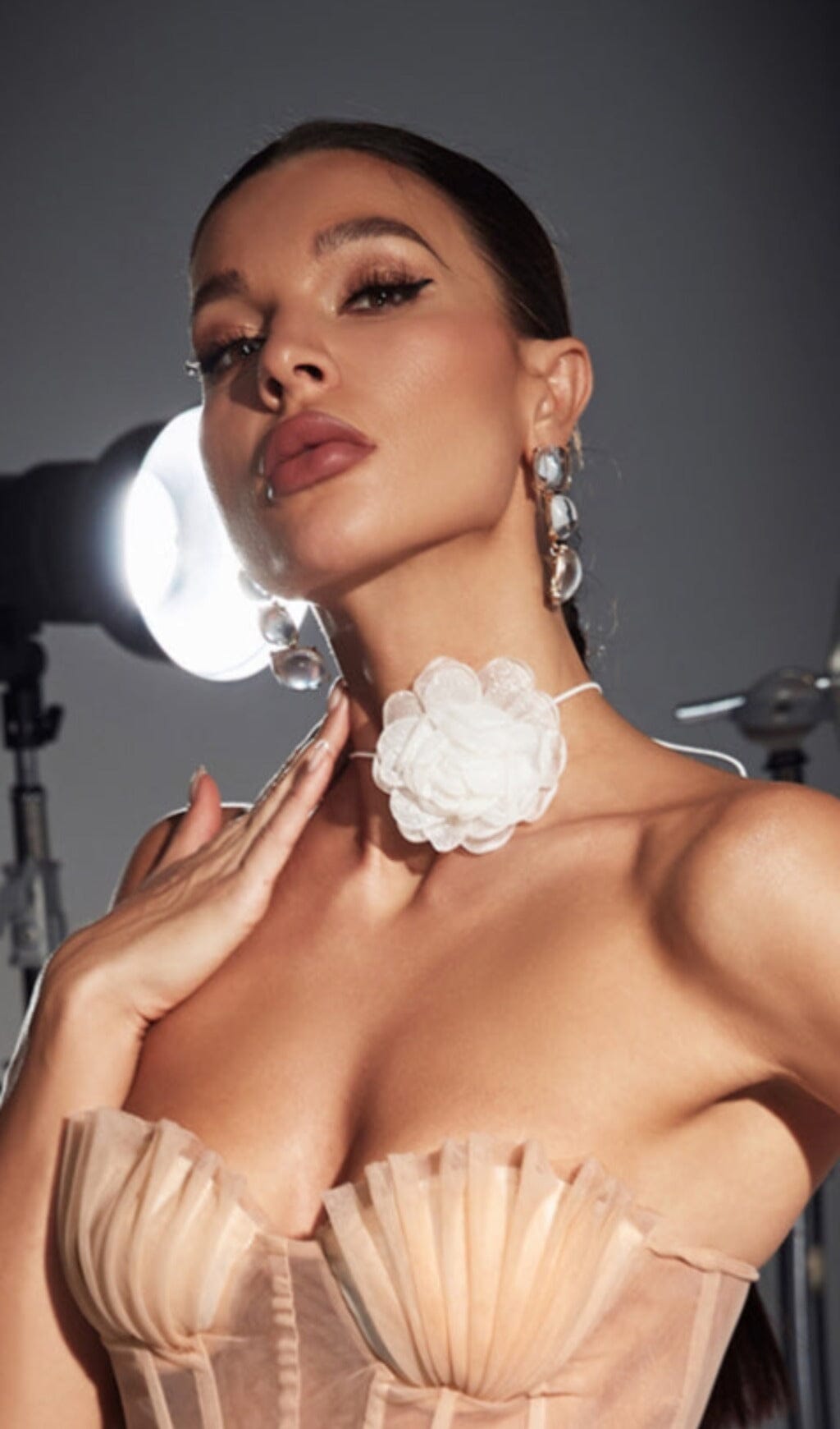 WHITE FLOWER MESH CHOKER Necklace styleofcb 