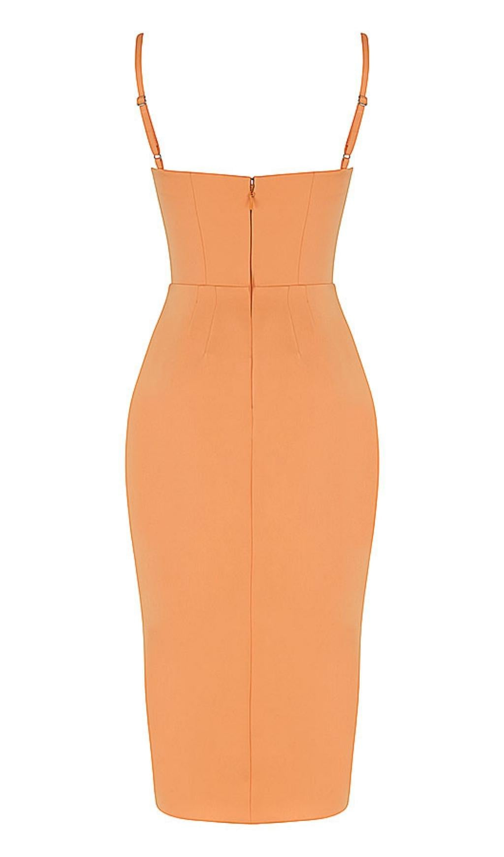 SATIN MIDI DRESS IN ORANGE