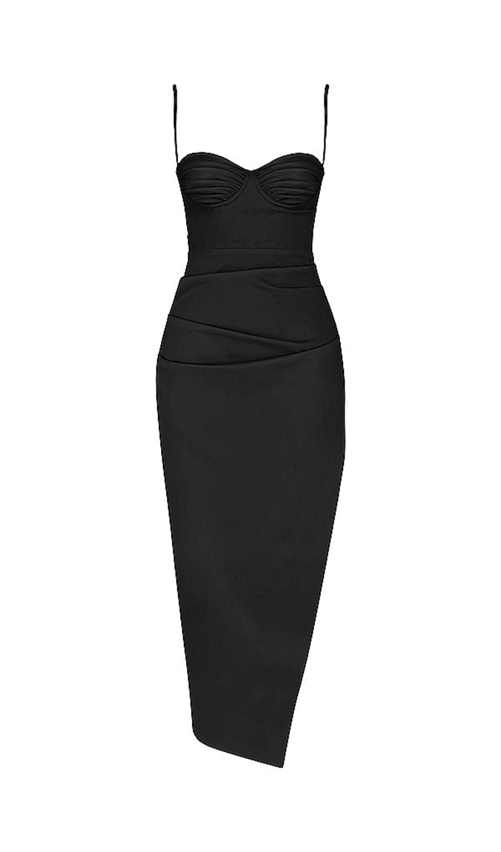 SATIN SLIT CORSET MAXI DRESS IN BLACK Dresses styleofcb 