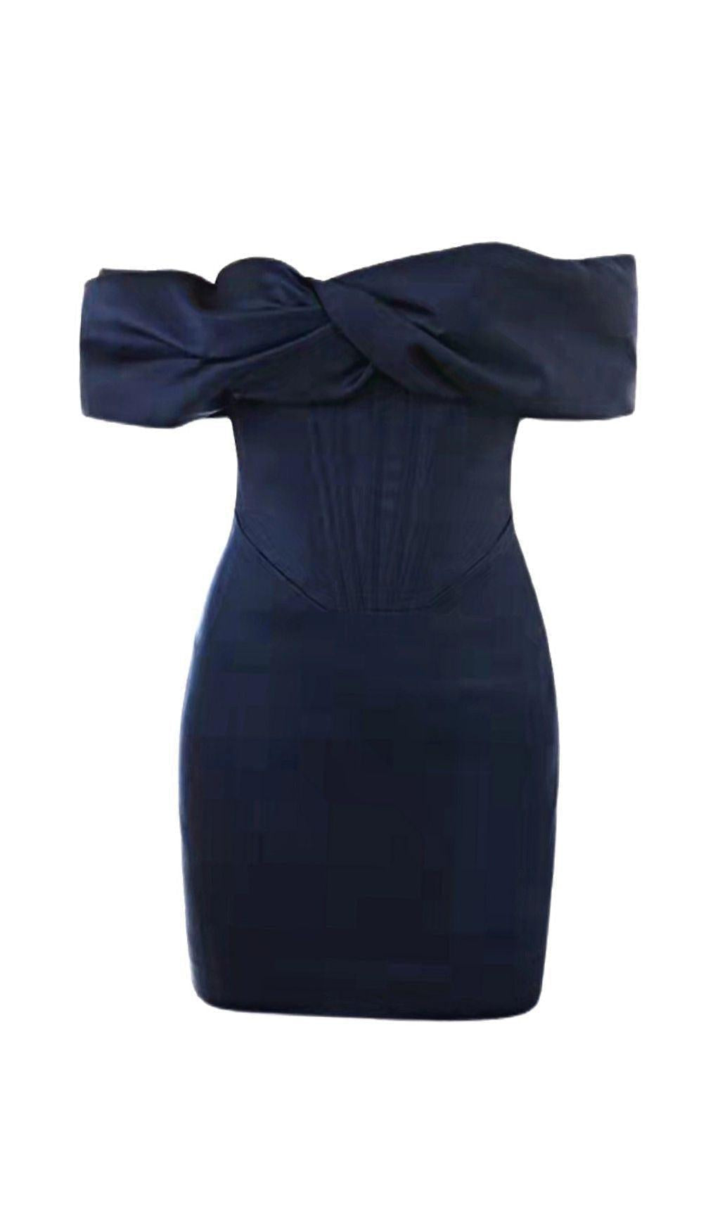 SATIN STRAPLESS MINI DRESS IN DEEP BLUE Dresses styleofcb 