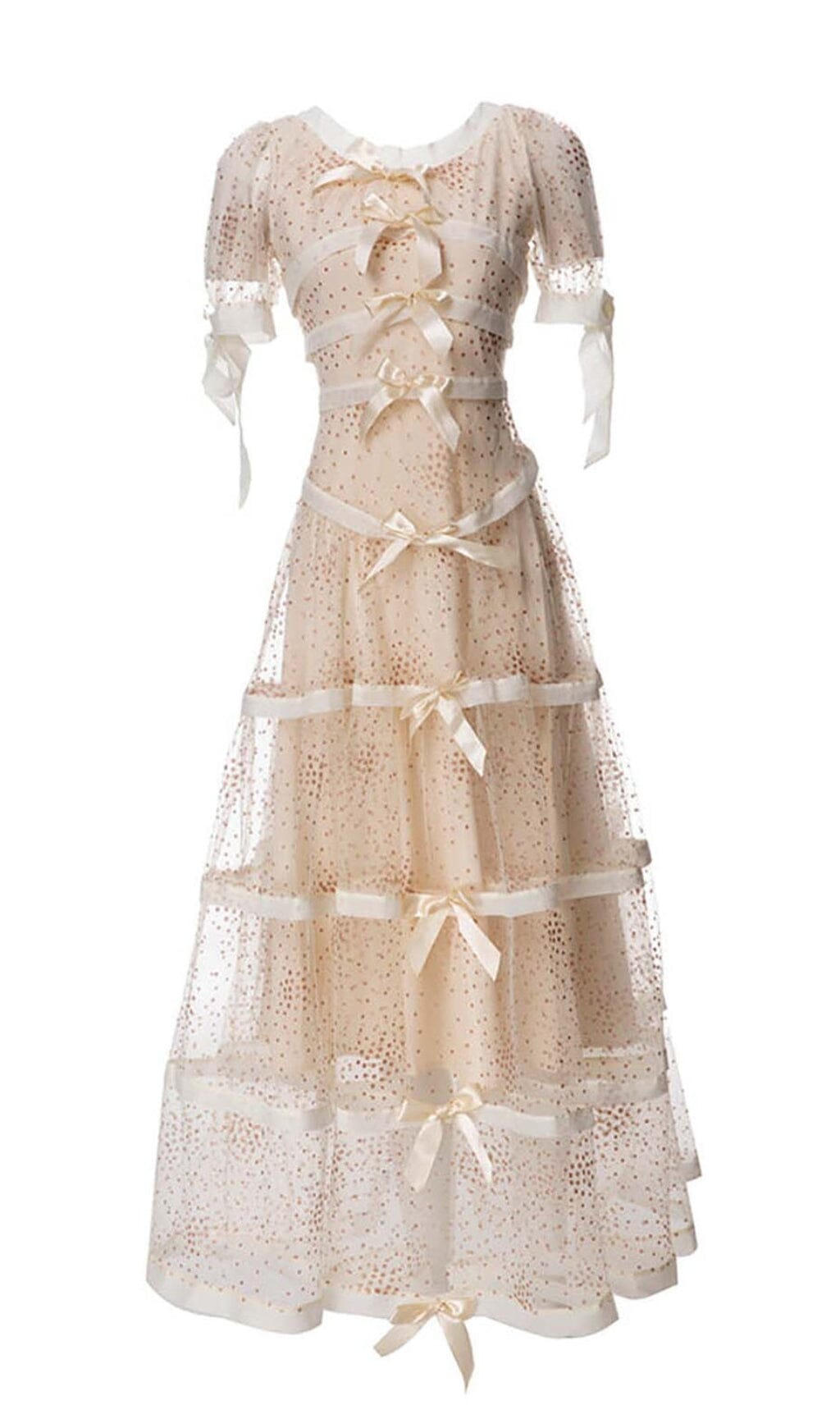 SEQUIN BOW DETAILED MAXI DRESS IN WHITE DRESS STYLE OF CB 