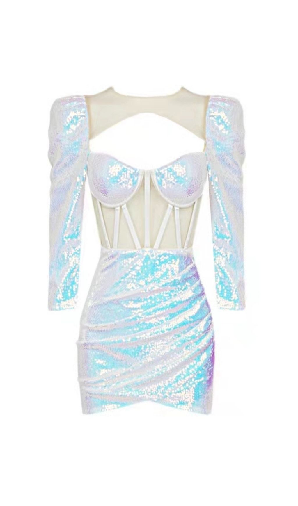 SEQUIN LONG SLEEVED CORSET MINI DRESS Dresses styleofcb 