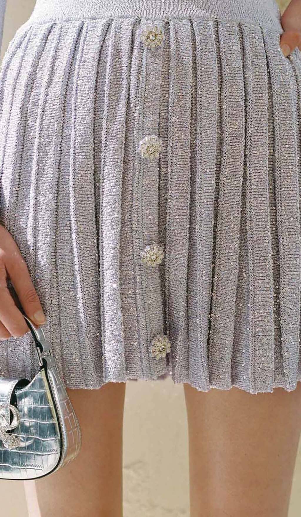 SEQUIN PLEATED TWO PIECE SET IN LILAC DRESS STYLE OF CB 