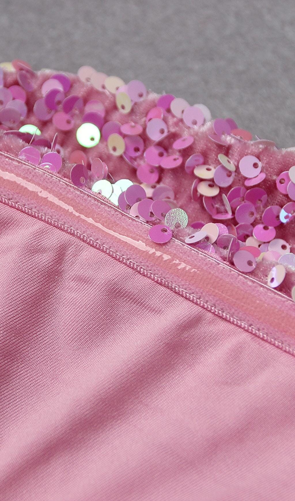 SEQUIN STRAPLESS MIDI DRESS IN PINK Dresses styleofcb 