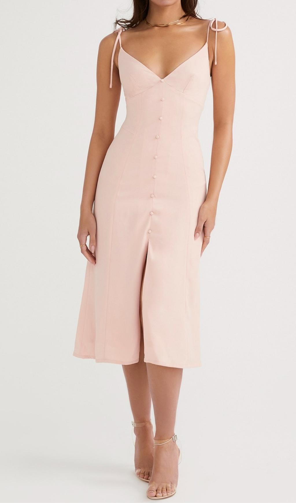 SLIPT MIDI SUN DRESS IN BLUSH PINK Dresses styleofcb 