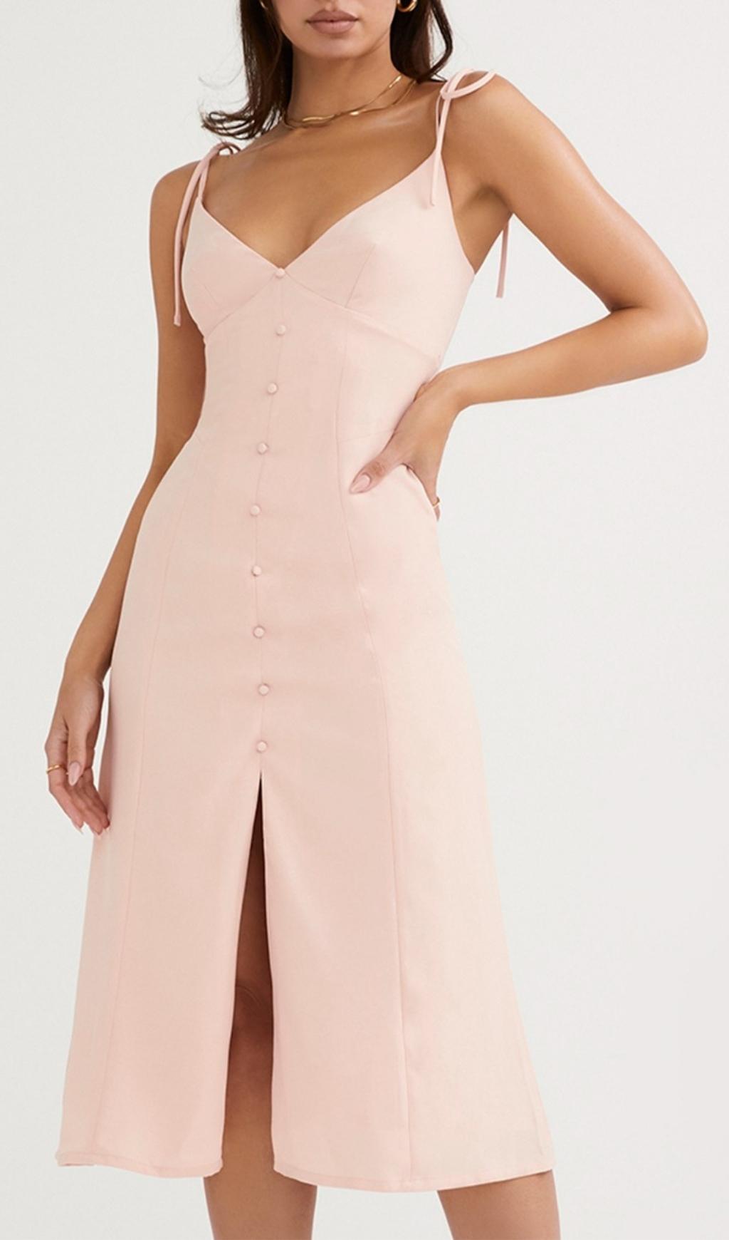 SLIPT MIDI SUN DRESS IN BLUSH PINK Dresses styleofcb 