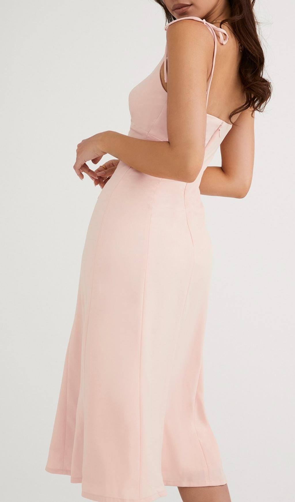 SLIPT MIDI SUN DRESS IN BLUSH PINK Dresses styleofcb 