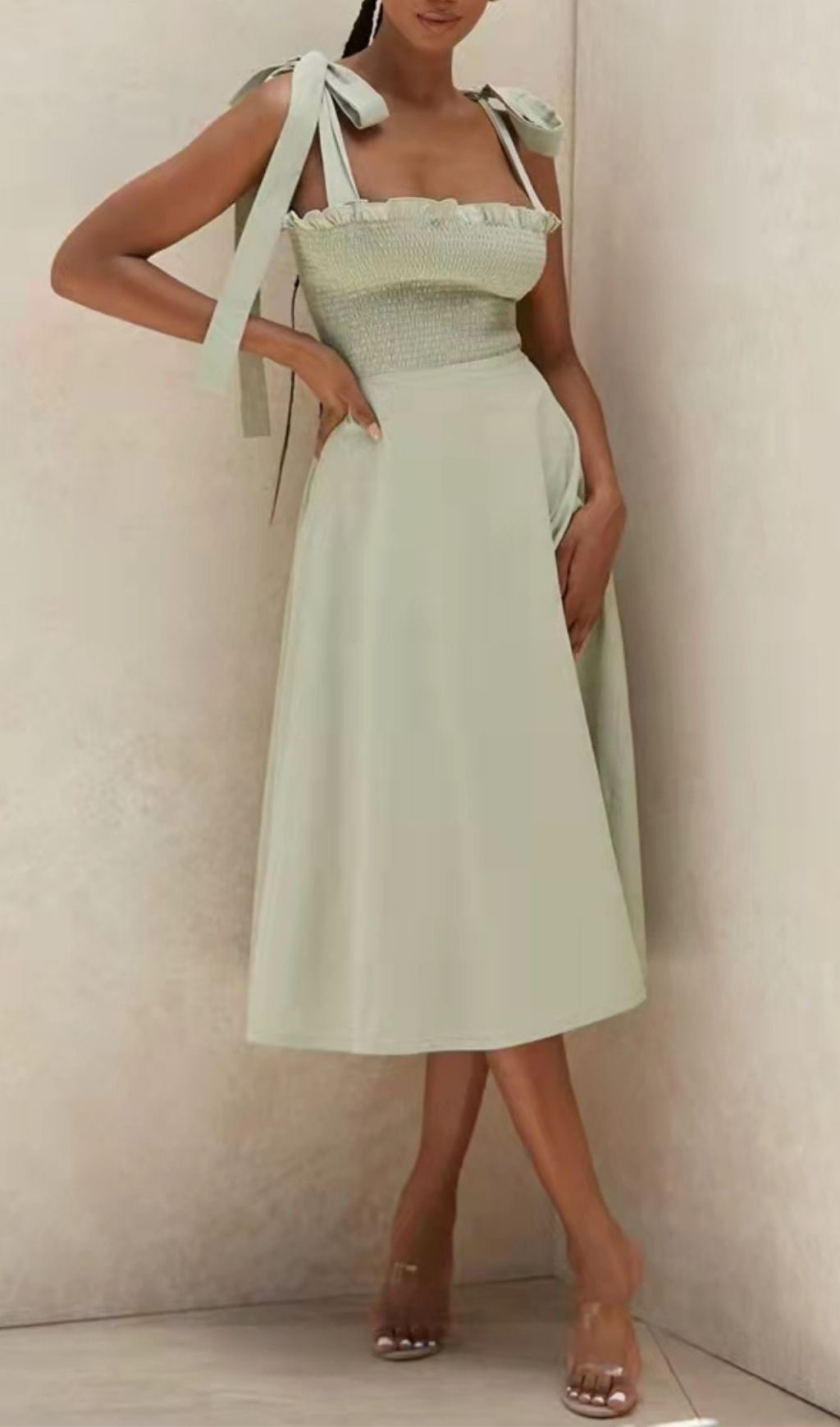 SLIT MIDI DRESS IN GREEN Dresses styleofcb 