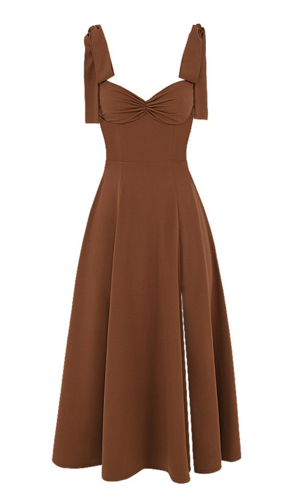 SPLIT MAXI DRESS IN BROWN Dresses styleofcb XS BROWN 