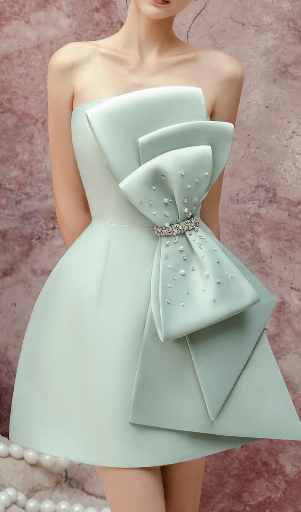 STRAPLESS BOW MINI DRESS DRESS STYLE OF CB 