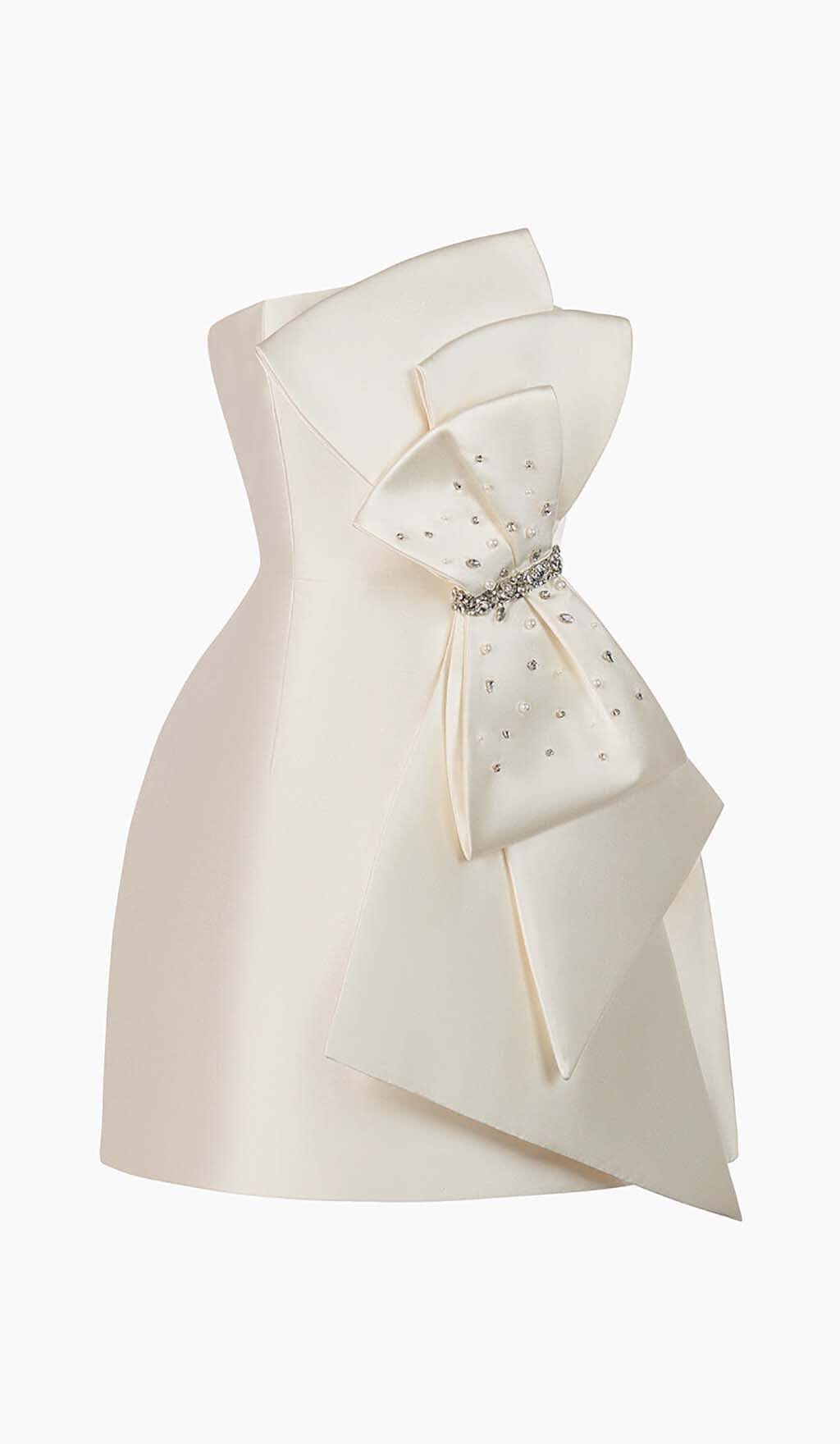 STRAPLESS BOW MINI DRESS DRESS STYLE OF CB S LVORY 