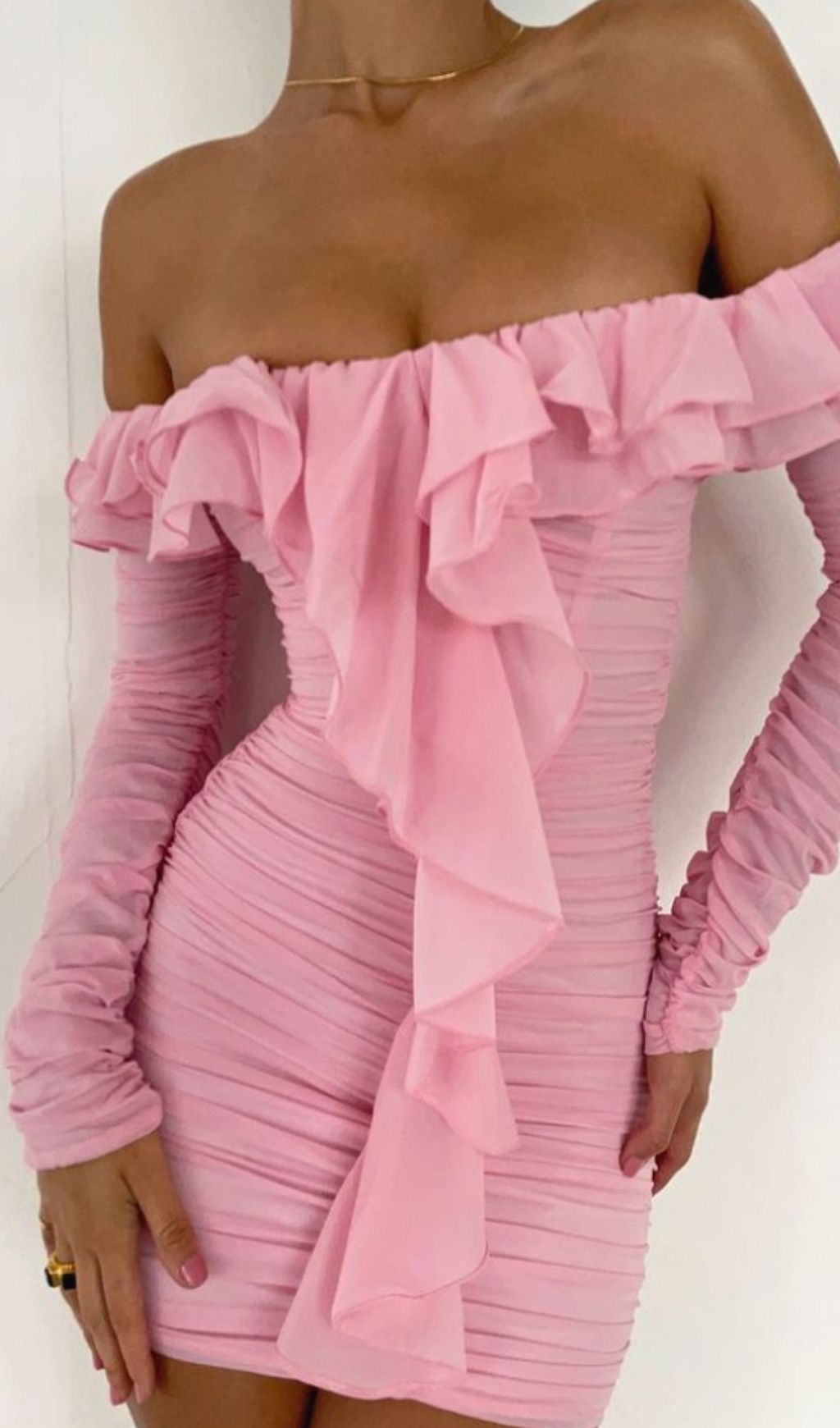 STRAPLESS RUCHED MINI DRESS IN PINK Dresses styleofcb 
