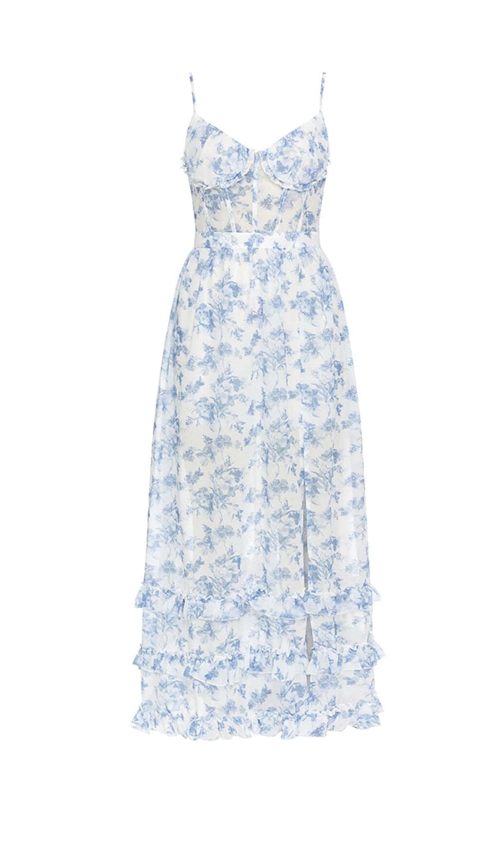 STRAPPY CORSET TIERED MAXI DRESS IN BLUE DRESS styleofcbdress 